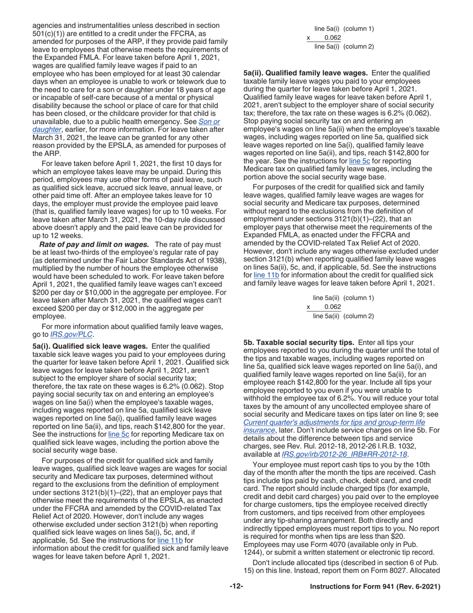 Instructions for IRS Form 941 Employers Quarterly Federal Tax Return, Page 12
