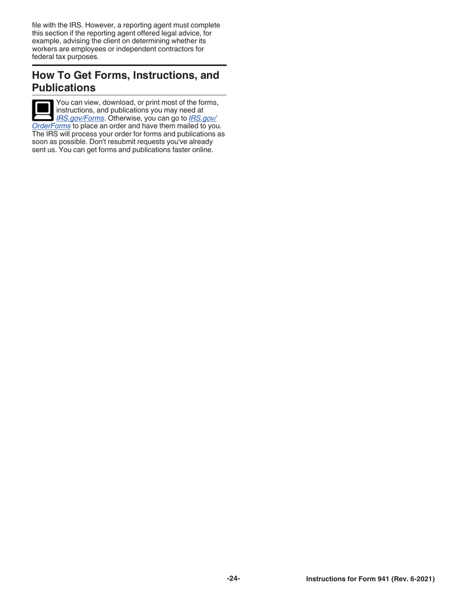 Instructions for IRS Form 941 Employers Quarterly Federal Tax Return, Page 24