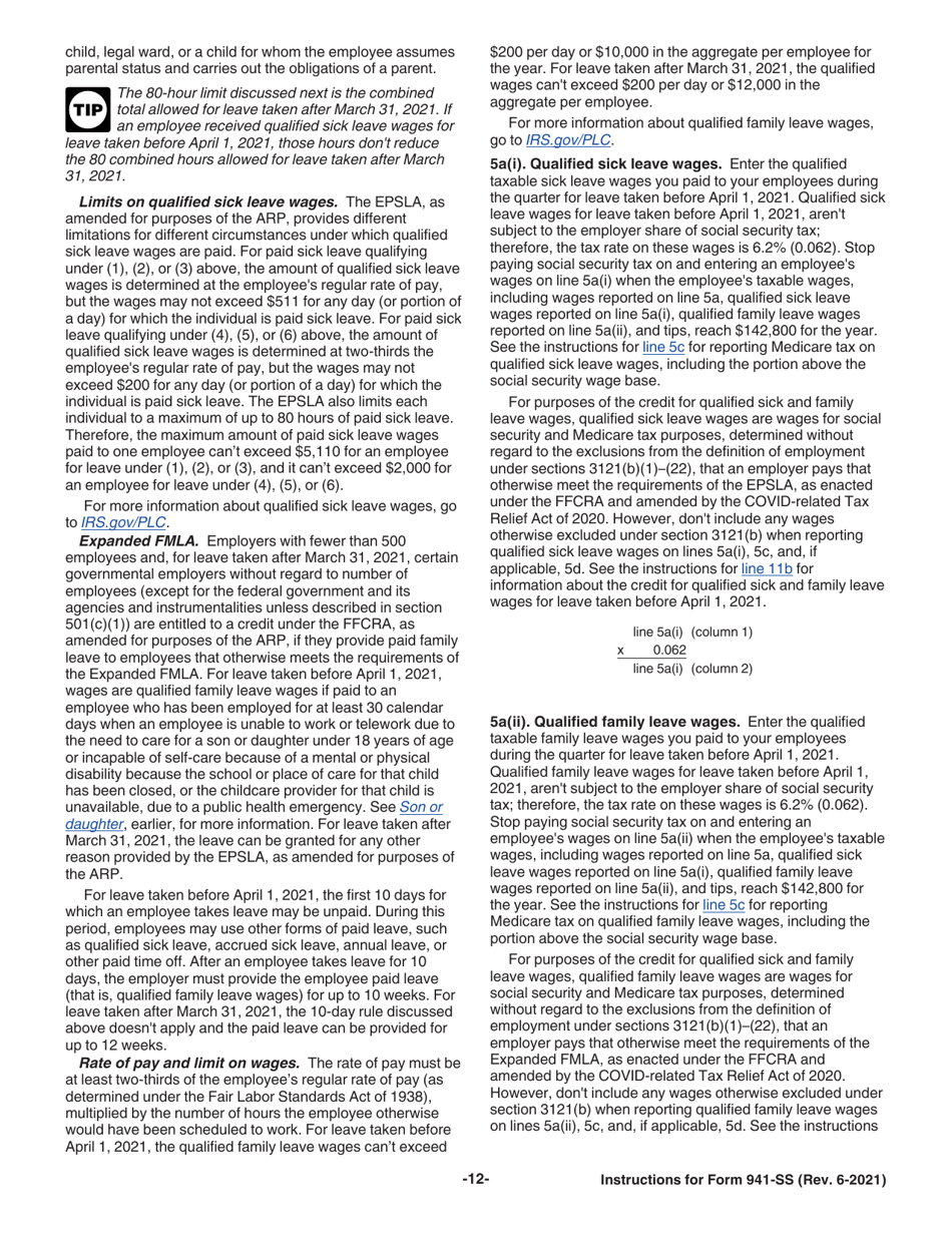 Instructions for IRS Form 941-SS Employers Quarterly Federal Tax Return - American Samoa, Guam, the Commonwealth of the Northern Mariana Islands, and the U.S. Virgin Islands, Page 12
