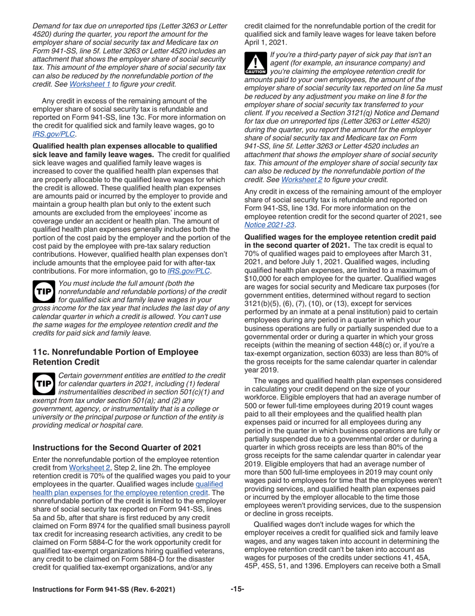Instructions for IRS Form 941-SS Employers Quarterly Federal Tax Return - American Samoa, Guam, the Commonwealth of the Northern Mariana Islands, and the U.S. Virgin Islands, Page 15
