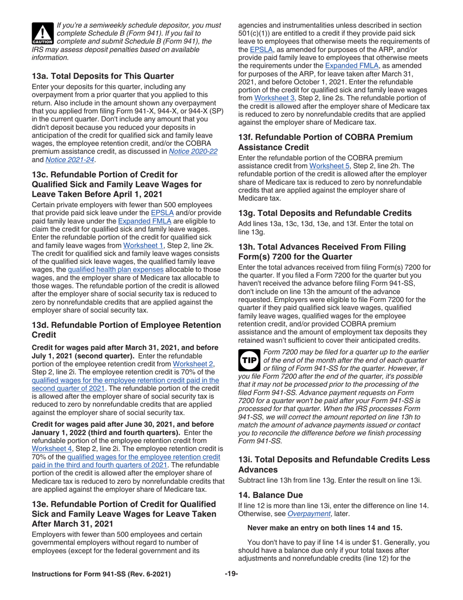 Instructions for IRS Form 941-SS Employers Quarterly Federal Tax Return - American Samoa, Guam, the Commonwealth of the Northern Mariana Islands, and the U.S. Virgin Islands, Page 19
