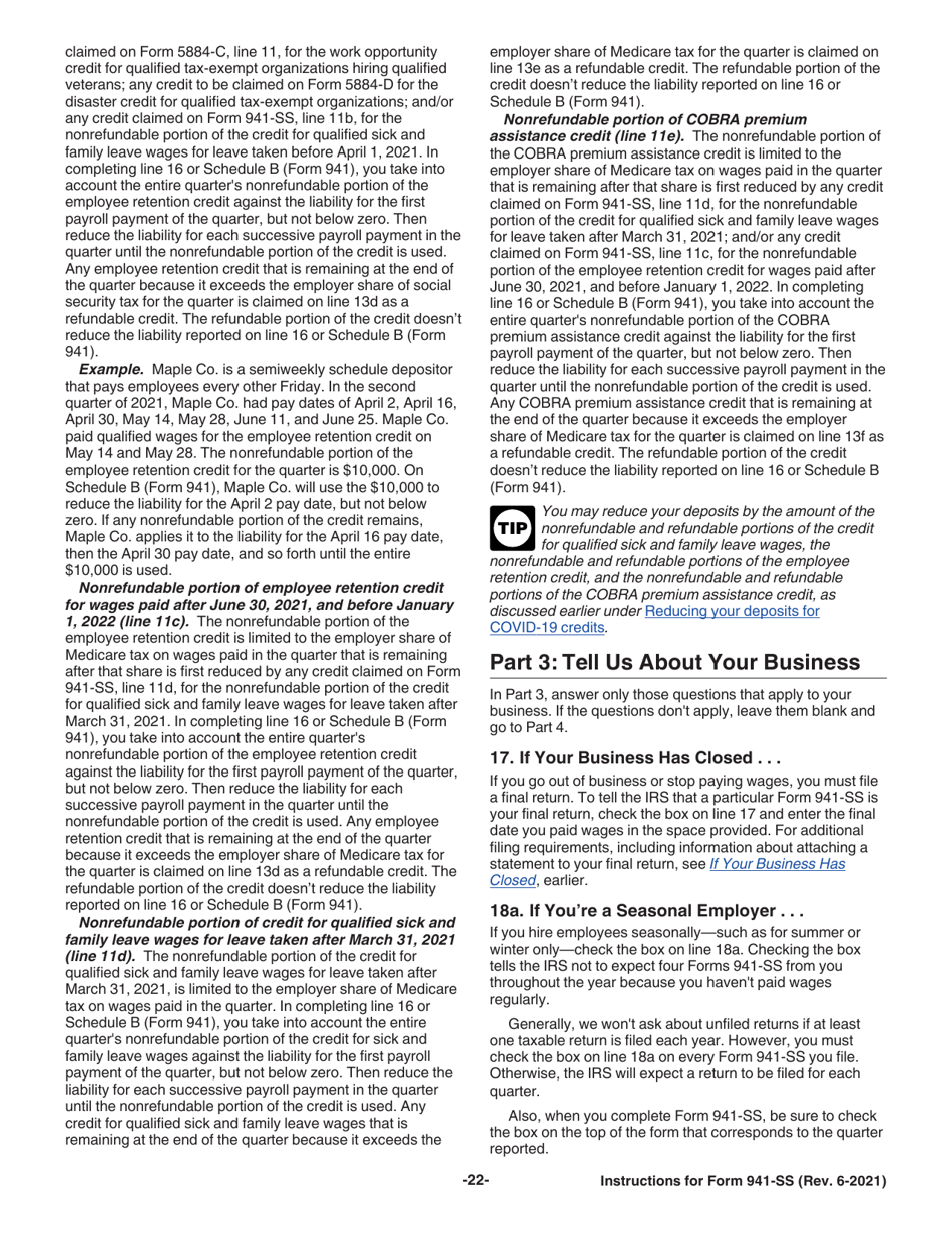 Instructions for IRS Form 941-SS Employers Quarterly Federal Tax Return - American Samoa, Guam, the Commonwealth of the Northern Mariana Islands, and the U.S. Virgin Islands, Page 22