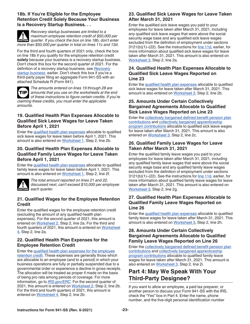 Instructions for IRS Form 941-SS Employers Quarterly Federal Tax Return - American Samoa, Guam, the Commonwealth of the Northern Mariana Islands, and the U.S. Virgin Islands, Page 23