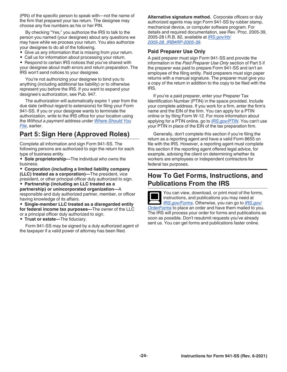 Instructions for IRS Form 941-SS Employers Quarterly Federal Tax Return - American Samoa, Guam, the Commonwealth of the Northern Mariana Islands, and the U.S. Virgin Islands, Page 24