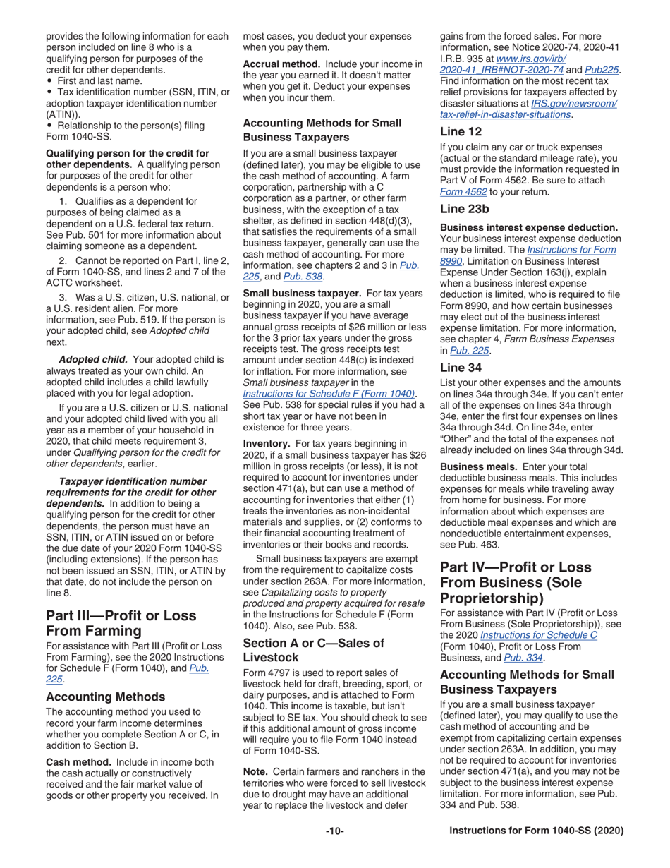 Instructions for IRS Form 1040-SS U.S. Self-employment Tax Return (Including the Additional Child Tax Credit for Bona Fide Residents of Puerto Rico), Page 10