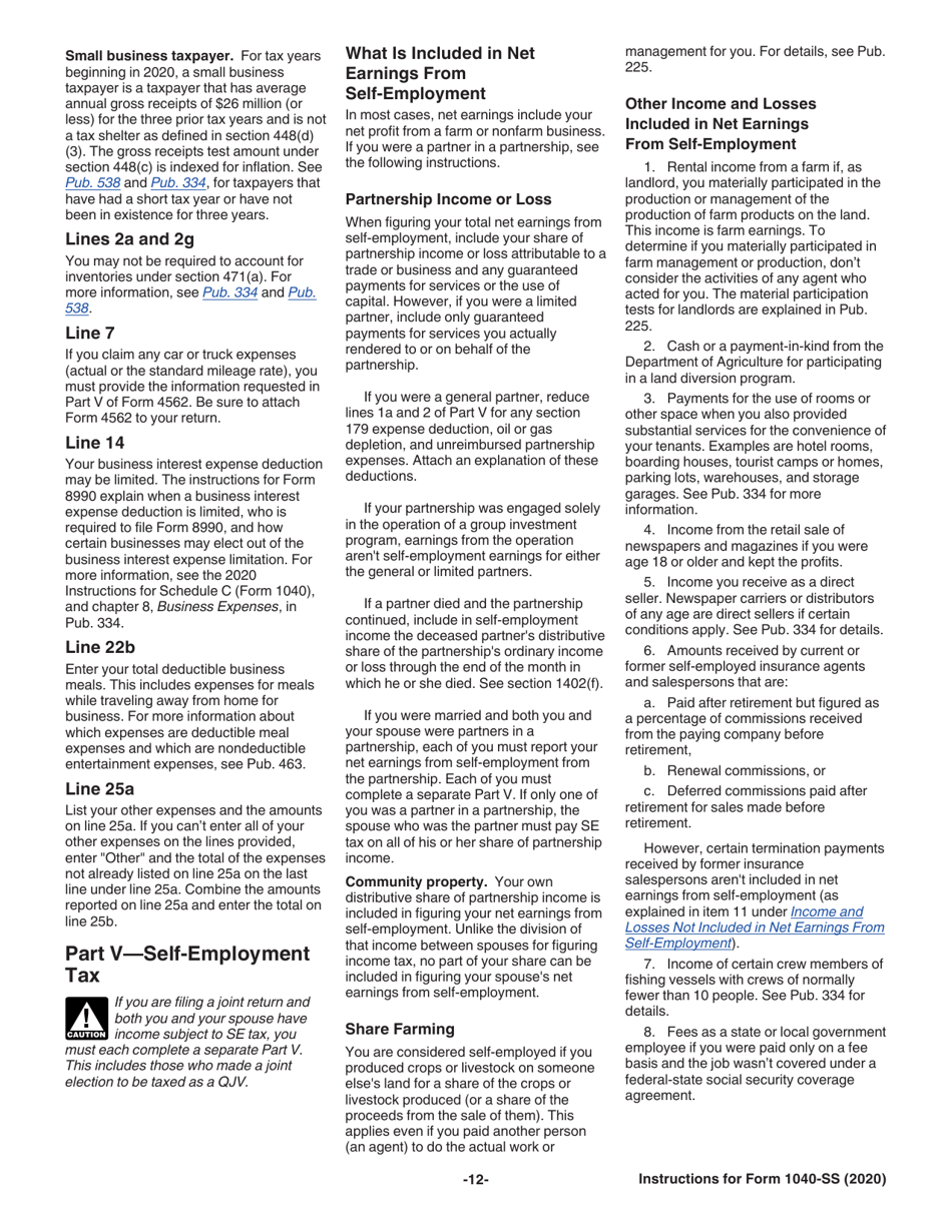 Instructions for IRS Form 1040-SS U.S. Self-employment Tax Return (Including the Additional Child Tax Credit for Bona Fide Residents of Puerto Rico), Page 12