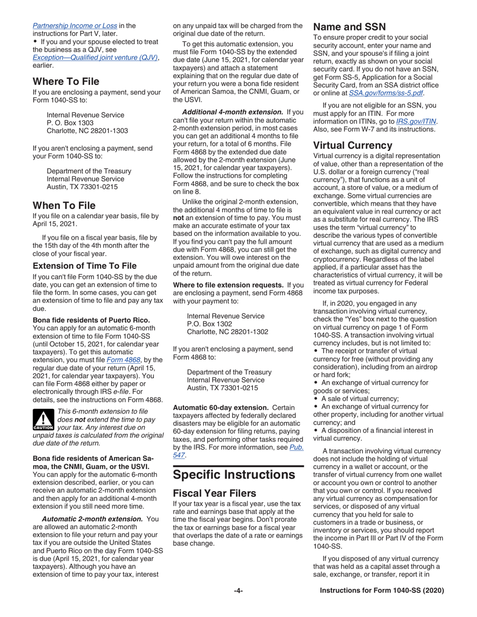 Instructions for IRS Form 1040-SS U.S. Self-employment Tax Return (Including the Additional Child Tax Credit for Bona Fide Residents of Puerto Rico), Page 4