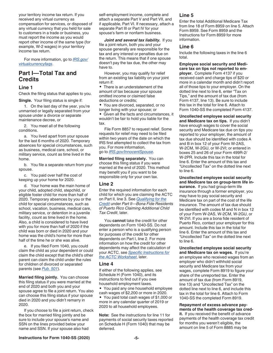 Instructions for IRS Form 1040-SS U.S. Self-employment Tax Return (Including the Additional Child Tax Credit for Bona Fide Residents of Puerto Rico), Page 5