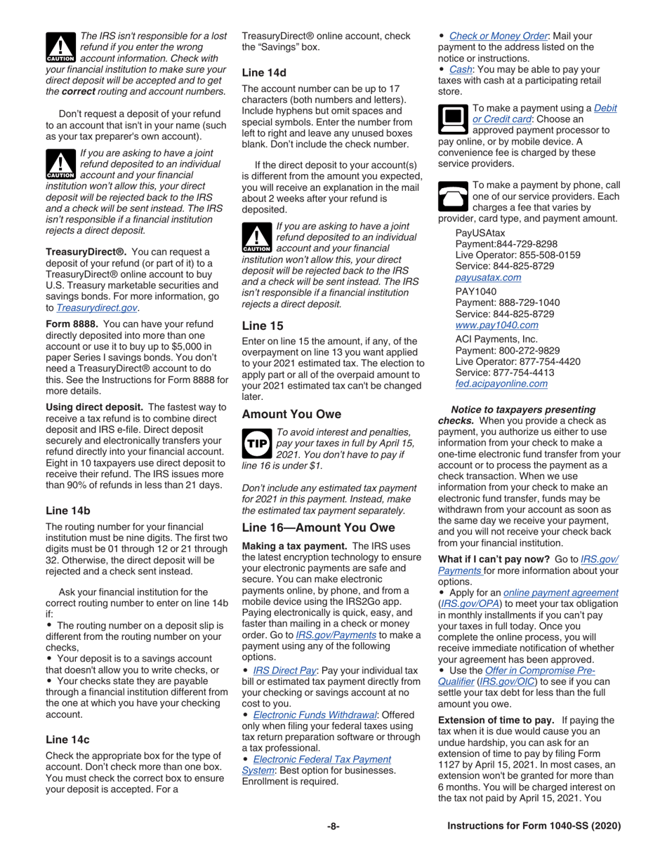 Instructions for IRS Form 1040-SS U.S. Self-employment Tax Return (Including the Additional Child Tax Credit for Bona Fide Residents of Puerto Rico), Page 8