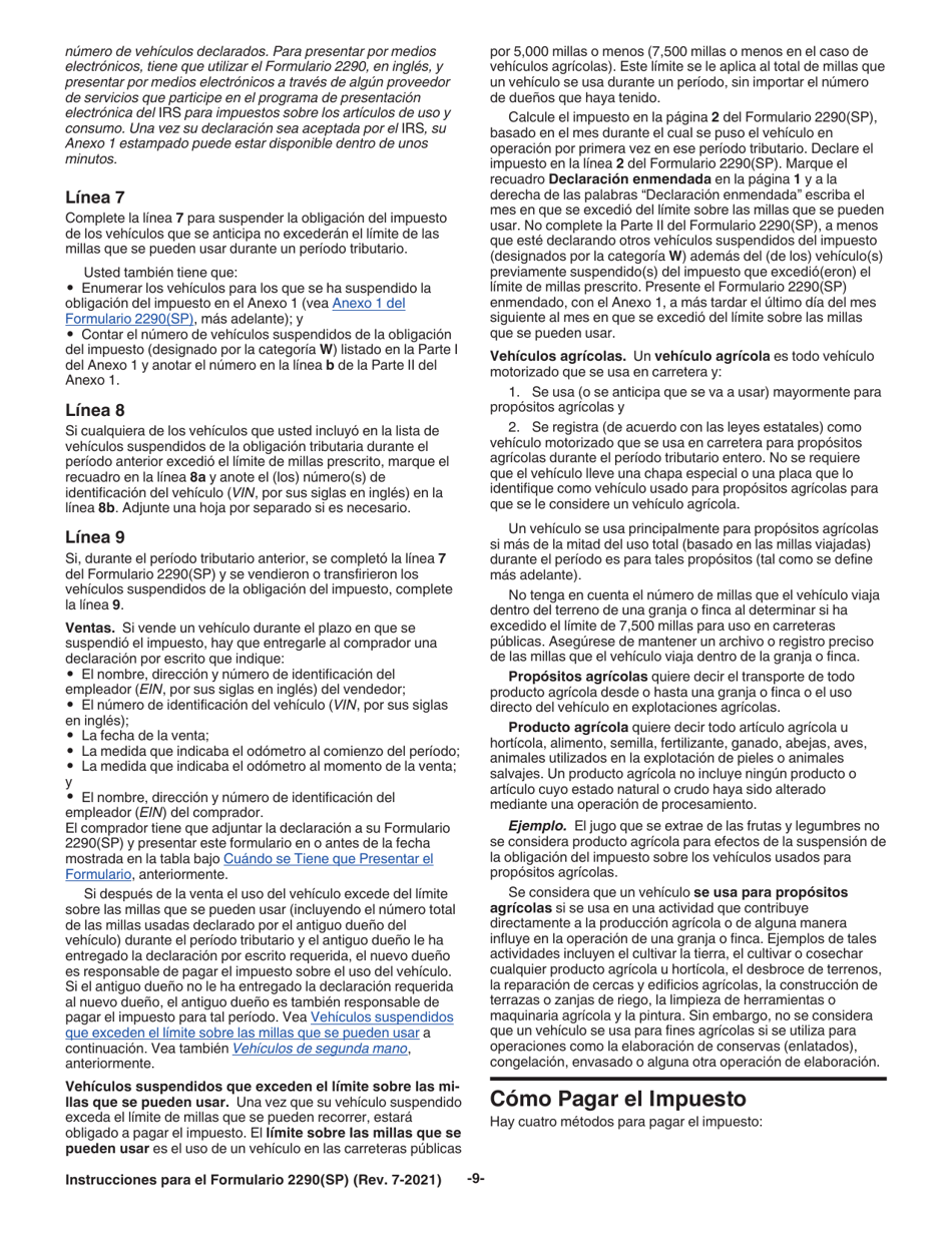 Instrucciones para IRS Formulario 2290(SP) Declaracion Del Impuesto Sobre El Uso De Vehiculos Pesados En Las Carreteras (Spanish), Page 11