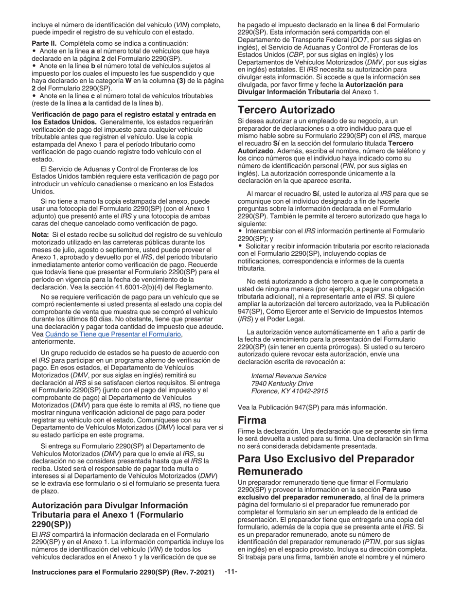 Instrucciones para IRS Formulario 2290(SP) Declaracion Del Impuesto Sobre El Uso De Vehiculos Pesados En Las Carreteras (Spanish), Page 13