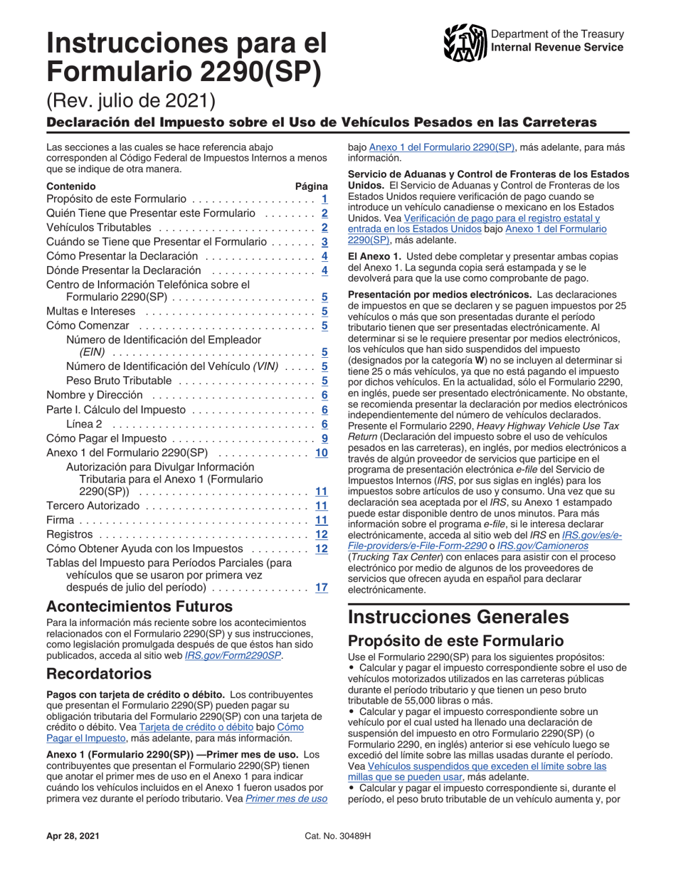 Instrucciones para IRS Formulario 2290(SP) Declaracion Del Impuesto Sobre El Uso De Vehiculos Pesados En Las Carreteras (Spanish), Page 3