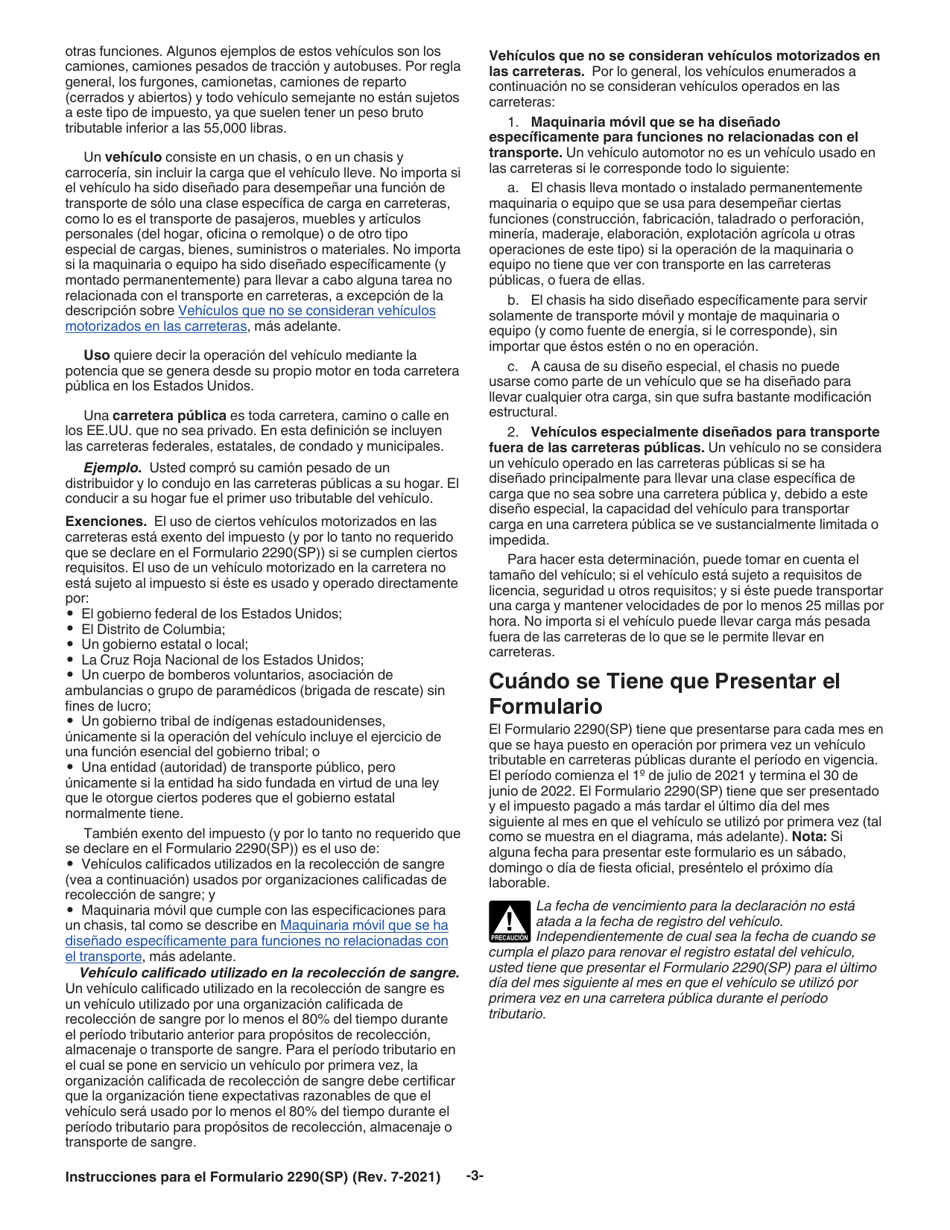 Instrucciones para IRS Formulario 2290(SP) Declaracion Del Impuesto Sobre El Uso De Vehiculos Pesados En Las Carreteras (Spanish), Page 5