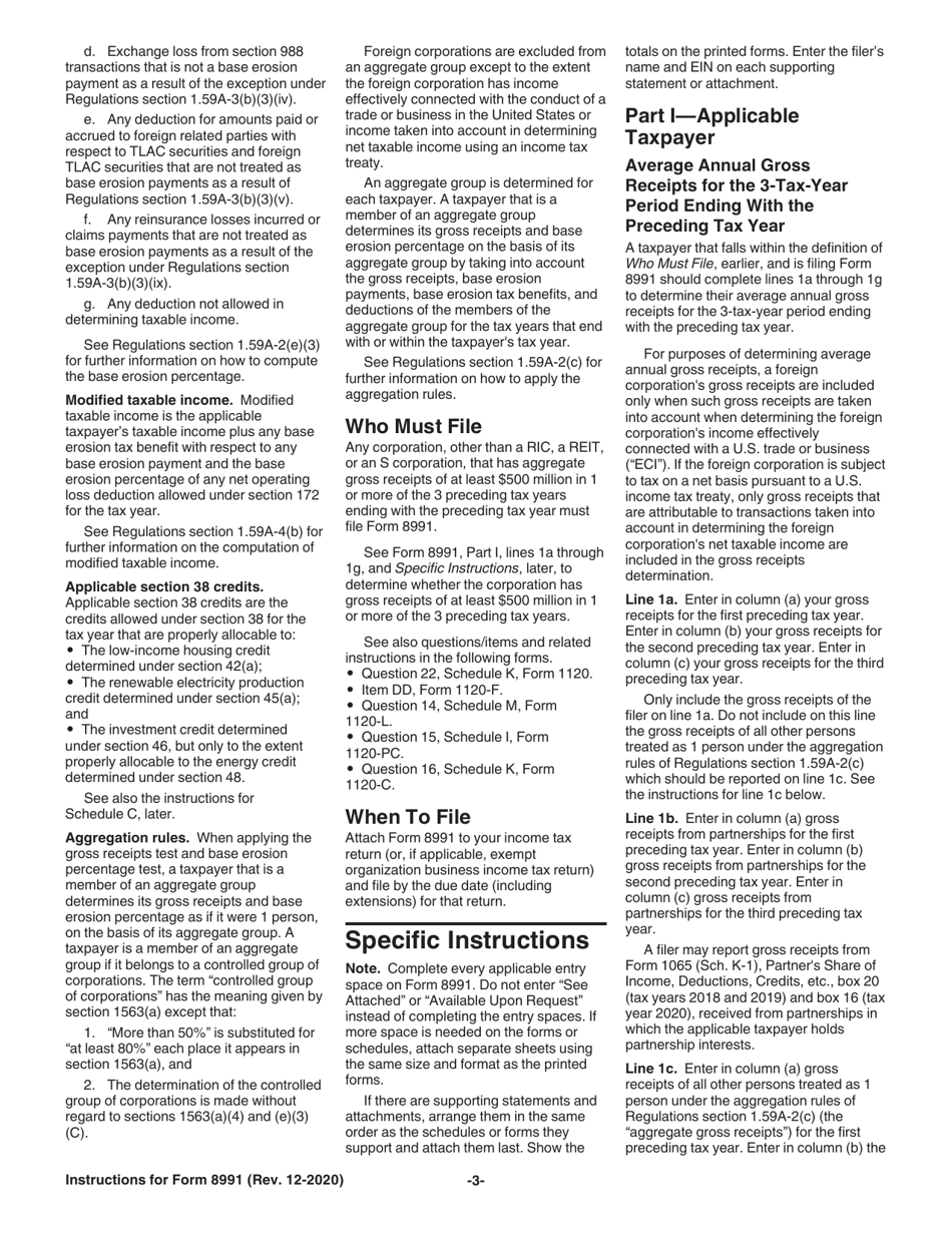 Instructions for IRS Form 8991 Tax on Base Erosion Payments of Taxpayers With Substantial Gross Receipts, Page 4