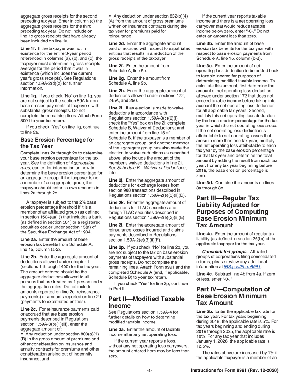 Instructions for IRS Form 8991 Tax on Base Erosion Payments of Taxpayers With Substantial Gross Receipts, Page 5