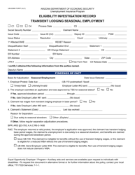 Document preview: Form UIB-0098K Eligibility Investigation Record - Transient Lodging Seasonal Employment - Arizona