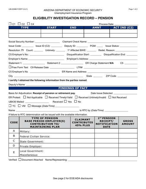Form UIB-0098B  Printable Pdf