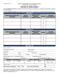 Document preview: Form UIB-0098M Record of Employment - Arizona