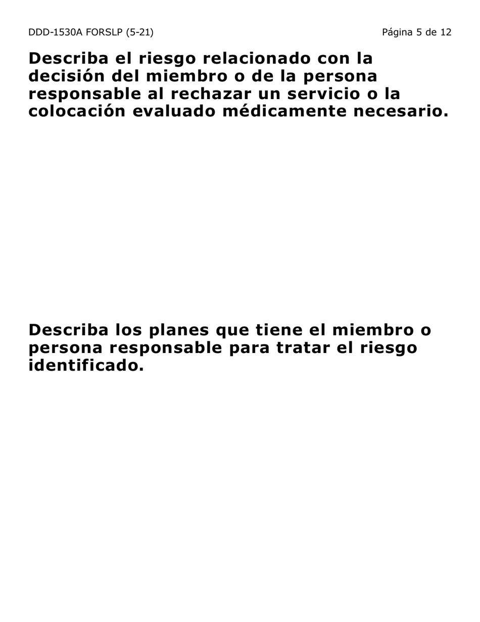 Formulario DDD-1530A-SLP Acuerdo De Administracion Integral De Riesgos Servicios Y / O Colocacion (Letra Grande) - Arizona (Spanish), Page 5