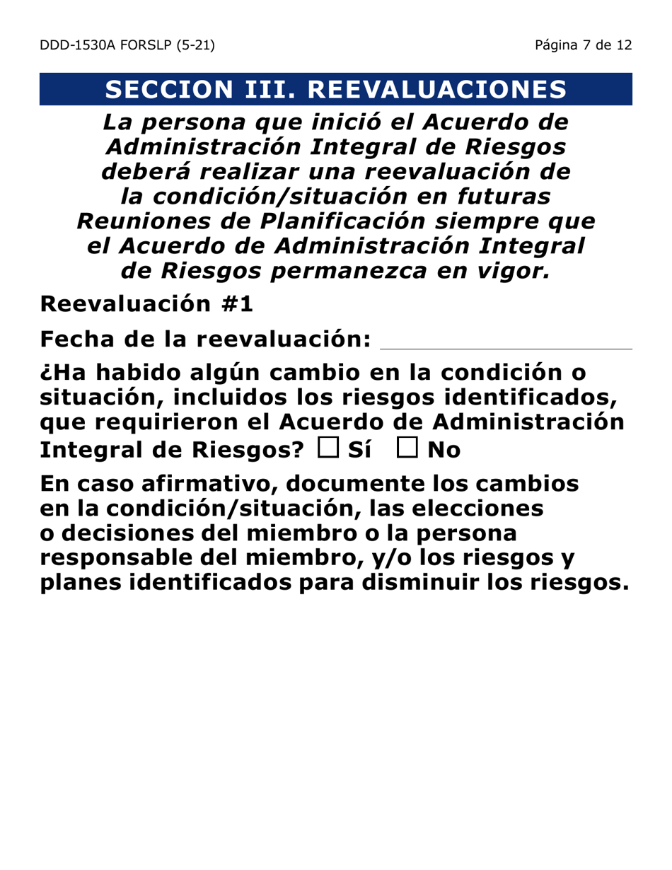 Formulario DDD-1530A-SLP Acuerdo De Administracion Integral De Riesgos Servicios Y / O Colocacion (Letra Grande) - Arizona (Spanish), Page 7