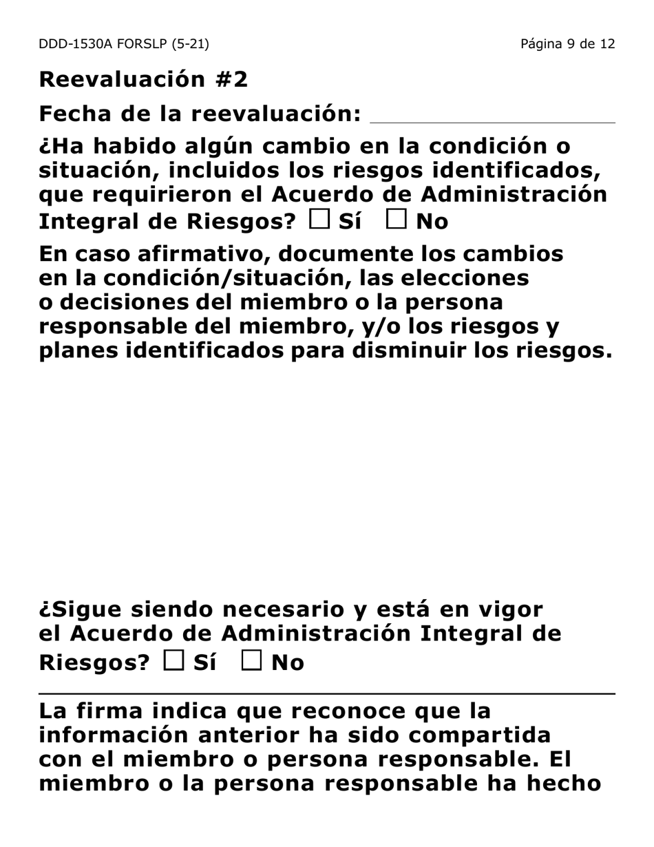 Formulario DDD-1530A-SLP Acuerdo De Administracion Integral De Riesgos Servicios Y / O Colocacion (Letra Grande) - Arizona (Spanish), Page 9