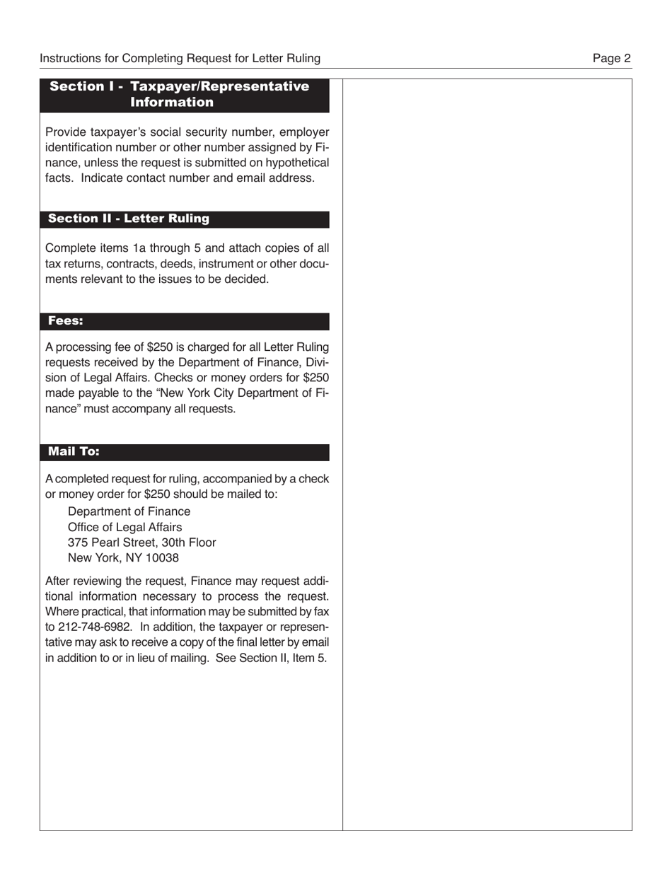 Form OLA-0509 Request for Letter Ruling - New York City, Page 4