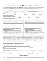 Document preview: Form DHCS0005 Receipt of Citizenship or Identity Documents - California (Tagalog)