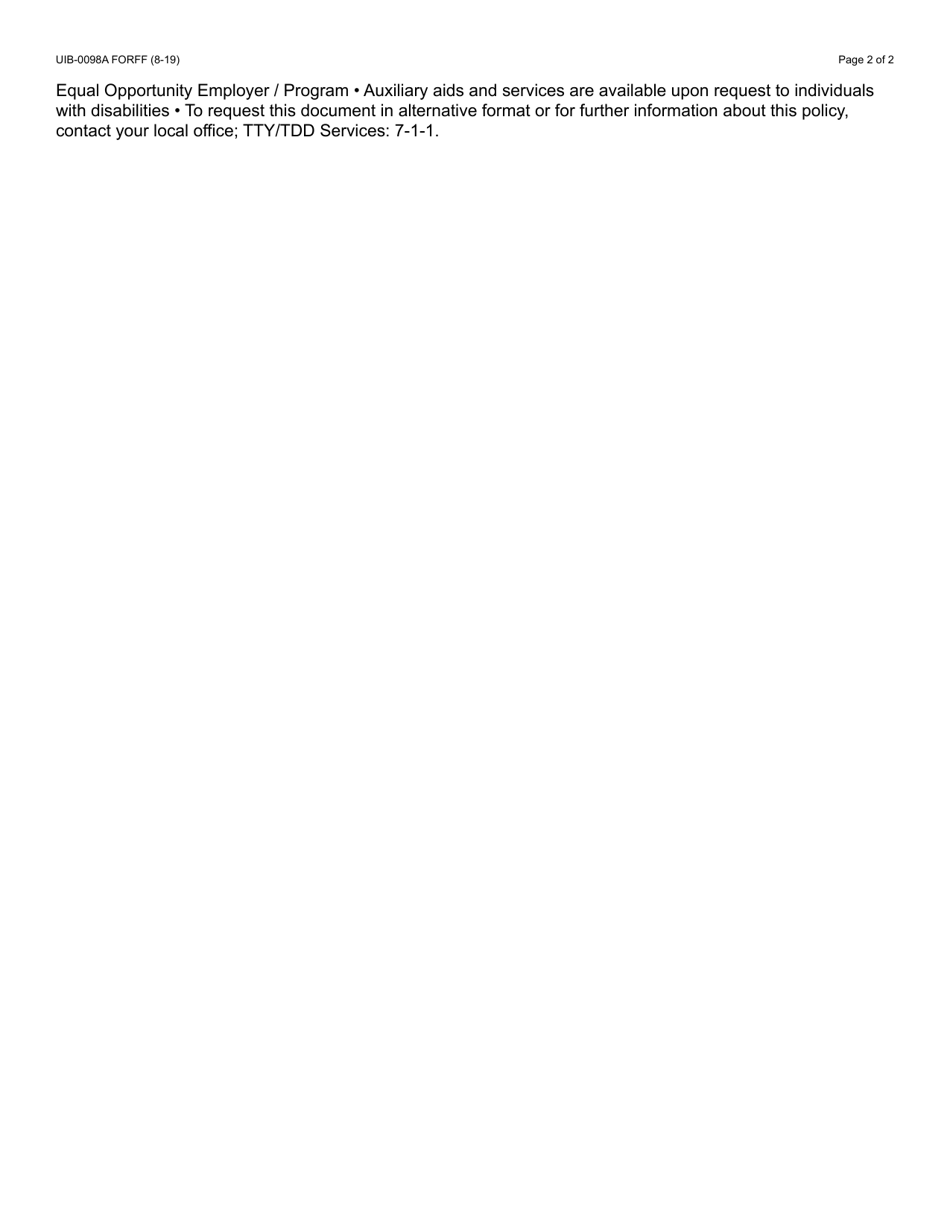 Form UIB-0098A Eligibility Investigation Record - Arizona, Page 2