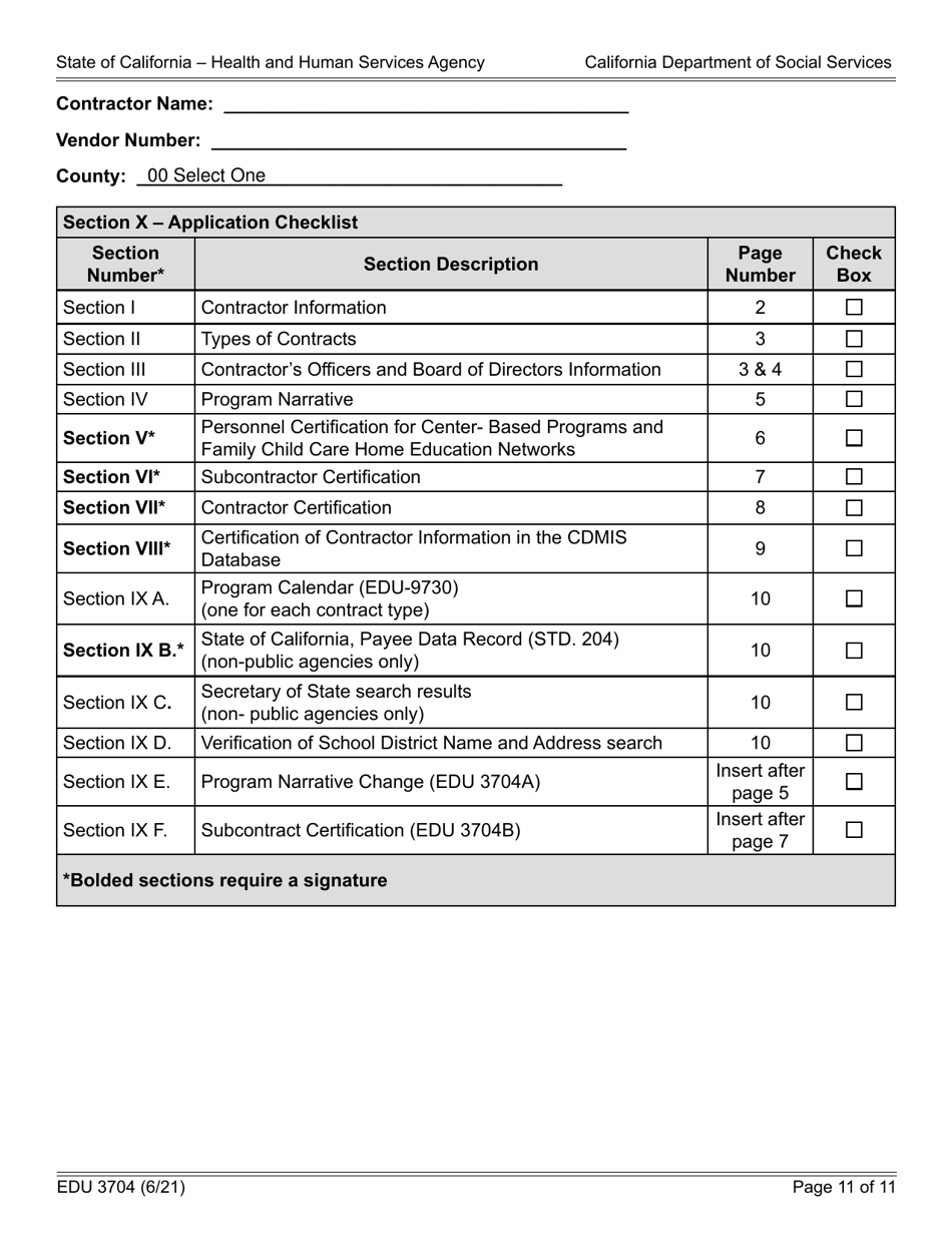 Form EDU3704 Continued Funding Application - California, Page 11