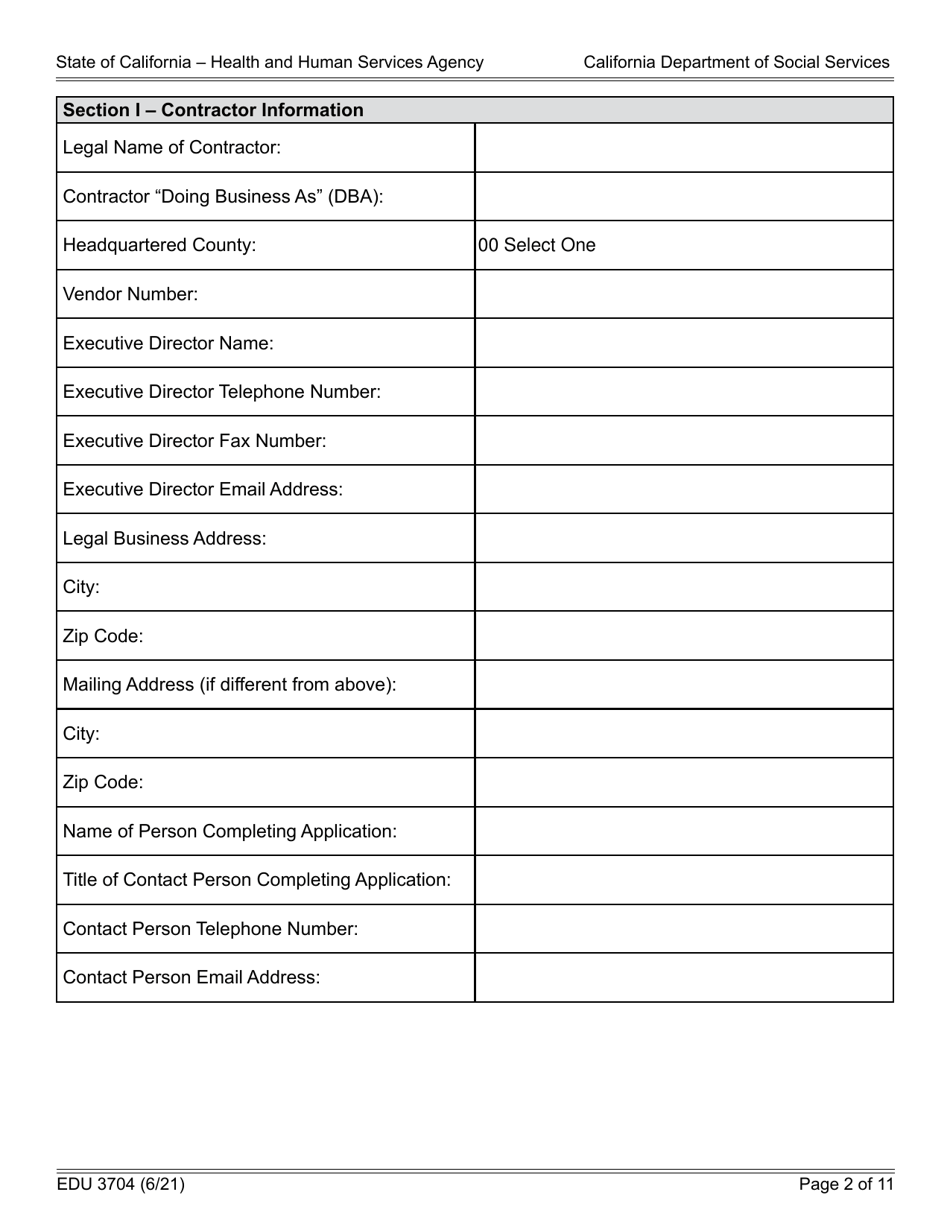 Form EDU3704 Continued Funding Application - California, Page 2