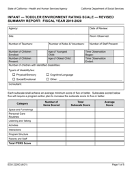 Form EDU2220G Infant - Toddler Environment Rating Scale - Revised Summary Report - California