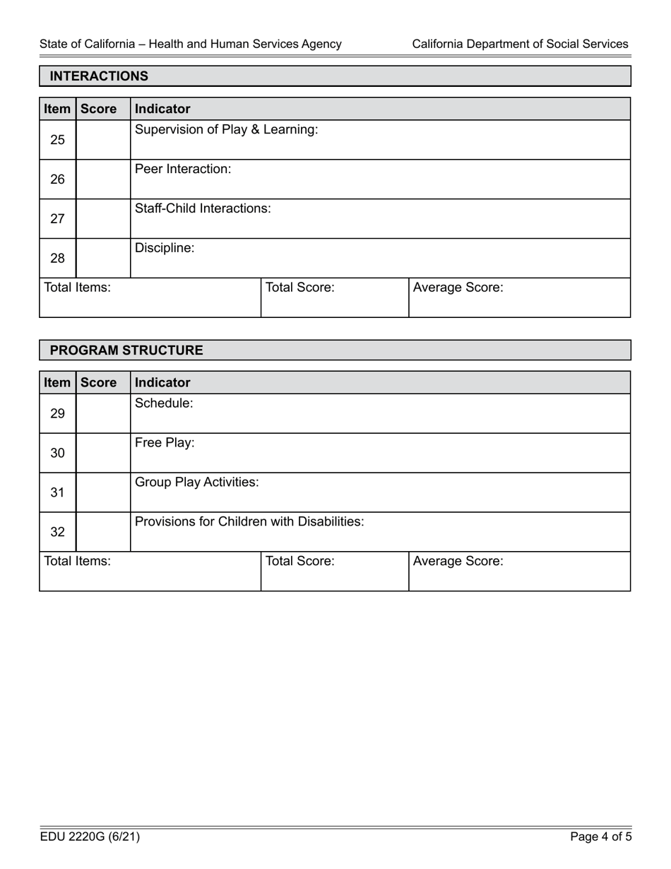 Form EDU2220G Infant - Toddler Environment Rating Scale - Revised Summary Report - California, Page 4
