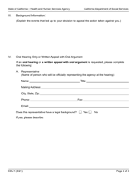Form EDU1 Nutrition Services Division/Program Integrity Unit Appeal Request - California, Page 2