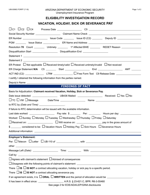 Form UIB-0098G  Printable Pdf