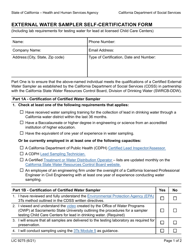 Document preview: Form LIC9275 External Water Sampler Self-certification Form - California