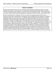 Form RFA01B Resource Family Criminal Record Statement - California, Page 3
