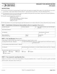 Form DS-7 &quot;Request for Driver Review&quot; - New York