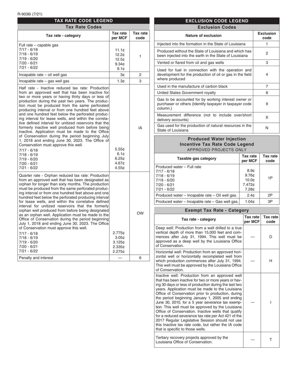 Download Instructions for Form R9036, SEV.G1D Gas Severance Tax