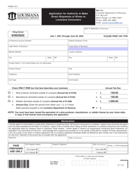 Form R-8695 &quot;Application for Authority to Make Direct Shipments of Wines to Louisiana Consumers&quot; - Louisiana, 2022