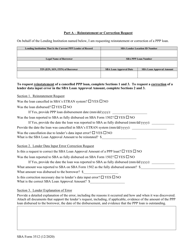 SBA Form 3512 Lender Certification for Reinstatement or Correction of Paycheck Protection Program (PPP) Loan, Page 2