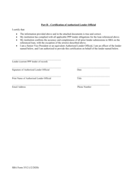 SBA Form 3512 Lender Certification for Reinstatement or Correction of Paycheck Protection Program (PPP) Loan, Page 3
