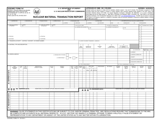 Document preview: DOE/NRC Form 741 Nuclear Material Transaction Report