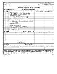 DOE/NRC Form 742 Material Balance Report, Page 2