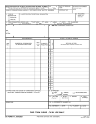 DA Form 17 Requisition for Publications and Blank Forms