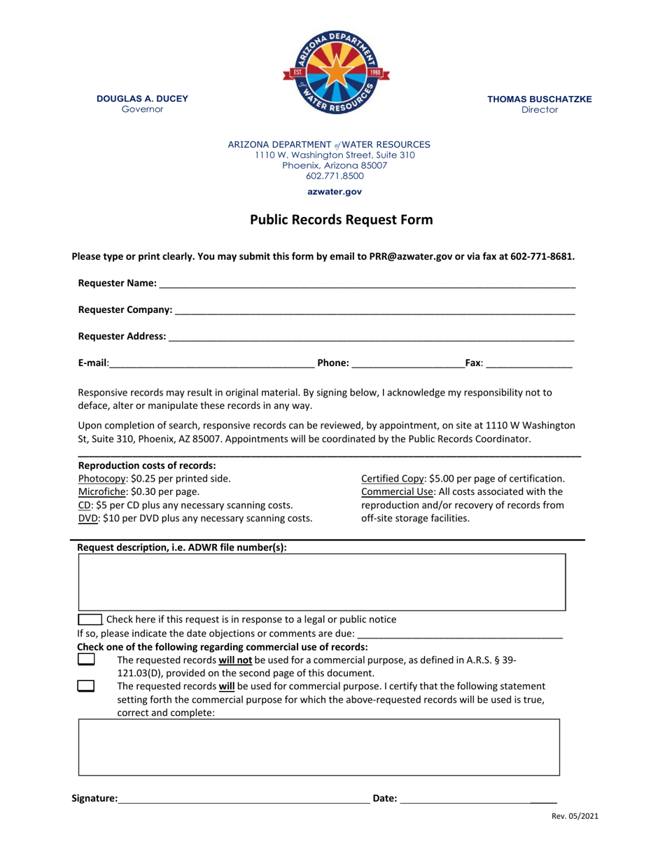 Arizona Public Records Request Form - Fill Out, Sign Online and ...