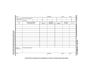 DA Form 479-1 Publication and Blank Form Stock Record Card