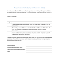 Form S3C-1D &quot;Targeted Section 3 Worker Employer Certification Form&quot; - Arizona