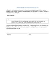 Form S3C-1A &quot;Section 3 Worker Self-certification Form&quot; - Arizona