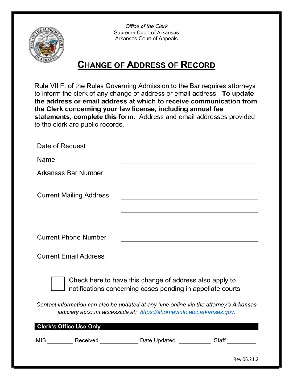 Arkansas Change of Address of Record Fill Out, Sign Online and