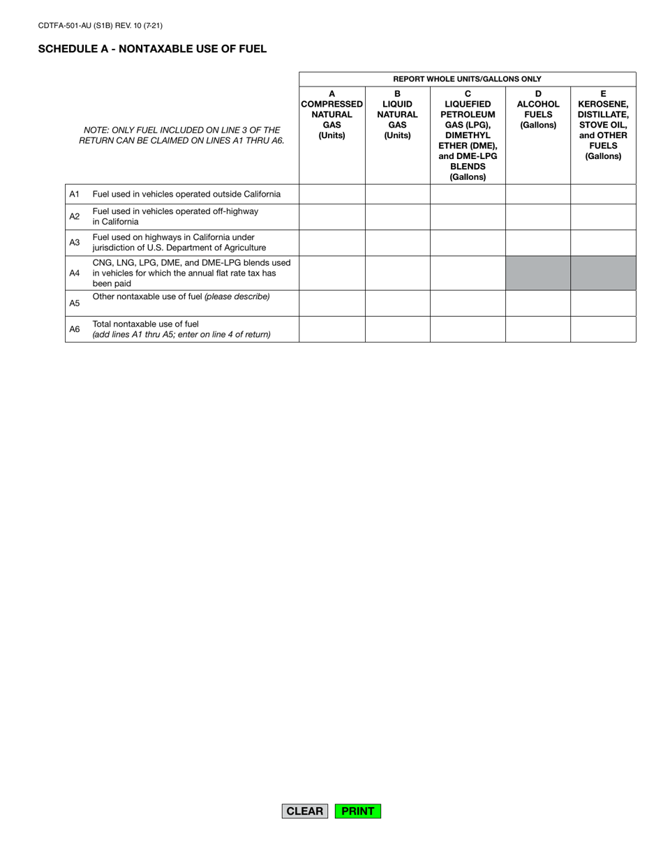 Form CDTFA-501-AU User Use Fuel Tax Return - California, Page 2